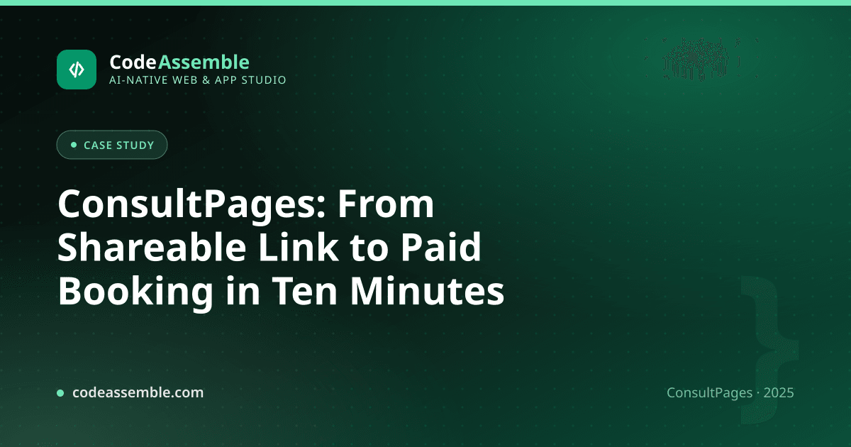 ConsultPages one-page consultant booking site showing a weekly slot picker and an integrated UPI payment step on mobile