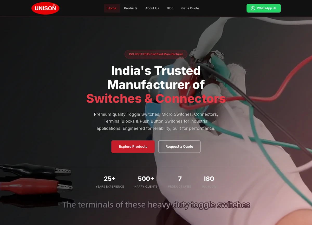 Unison Connectors homepage designed and developed by CodeAssemble